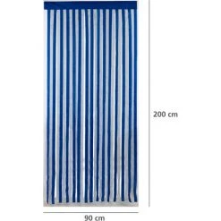 WENKO Rideau De Porte Bleu-blanc, Rideau De Porte Interieur, Fixation Sans Perçage, Facile D'entretien Et Lavable, Polyester, 90x200 Cm, Bleu - Blanc -Rideau et tringle Soldes 2024 16528452 3