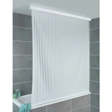 WENKO Store De Douche, Rideau De Douche Déroulant, Fixation Plafond, Matériel De Fixation Inclus, Aluminium - Plastique Recyclé Et Recyclable PEVA, 132x240x5 Cm, Blanc 5 WENKO Store De Douche, Rideau De Douche Déroulant, Fixation Plafond, Matériel De Fixation Inclus, Aluminium - Plastique Recyclé Et Recyclable PEVA, 132x240x5 Cm, Blanc – Image 5