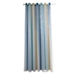 ASUPERMALL Rideaux Etoiles Rideaux Occultants Pour Enfants Filles Chambre Salon Colore Double Couche Etoiles Fenetre Rideaux, 1 Panneau, 100*130Cm, Bleu - 100*130Cm, Bleu -Rideau et tringle Soldes 2024 16825235 3