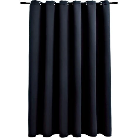 VidaXL Rideau Occultant Avec Anneaux En Métal Noir 290x245 Cm - Noir 2 VidaXL Rideau Occultant Avec Anneaux En Métal Noir 290x245 Cm - Noir – Image 2