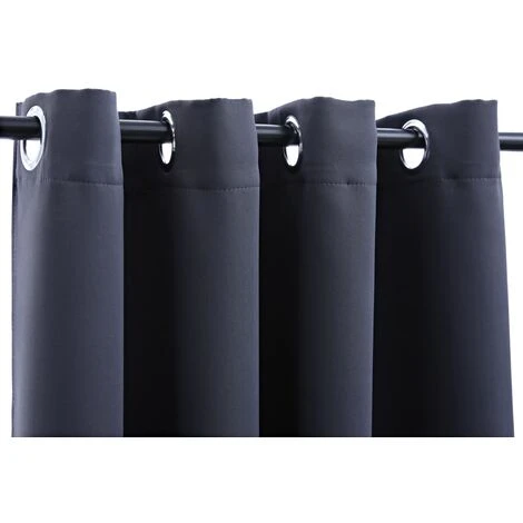 VidaXL Rideau Occultant Et Anneaux En Métal Anthracite 290x245 Cm - Anthracite 4 VidaXL Rideau Occultant Et Anneaux En Métal Anthracite 290x245 Cm - Anthracite – Image 4