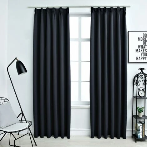 Rideaux Occultants Avec Crochets 2 Pcs Anthracite 140x175 Cm VidaXL 1 Rideaux Occultants Avec Crochets 2 Pcs Anthracite 140x175 Cm VidaXL