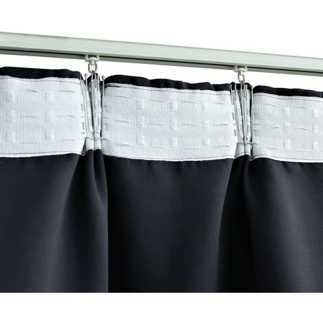 Rideaux Occultants Avec Crochets 2 Pcs Anthracite 140x175 Cm VidaXL 4 Rideaux Occultants Avec Crochets 2 Pcs Anthracite 140x175 Cm VidaXL – Image 4