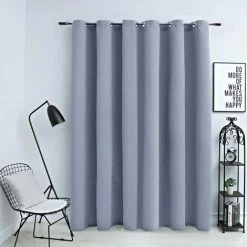 VidaXL Rideau Occultant Avec Anneaux En Métal Gris 290x245 Cm - Gris