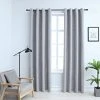 Rideaux Occultants Avec Anneaux En Métal 2 Pcs Gris 140x175 Cm VidaXL