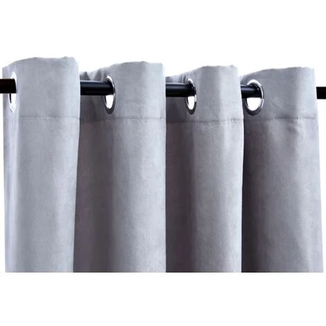 Rideaux Occultants Avec Anneaux En Métal 2 Pcs Gris 140x175 Cm VidaXL 3 Rideaux Occultants Avec Anneaux En Métal 2 Pcs Gris 140x175 Cm VidaXL – Image 3