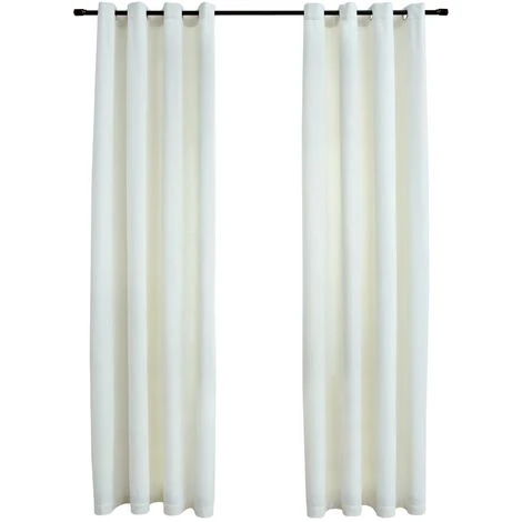 Rideaux Occultants Avec Anneaux 2 Pcs Velours Crème 140x175 Cm VidaXL 2 Rideaux Occultants Avec Anneaux 2 Pcs Velours Crème 140x175 Cm VidaXL – Image 2