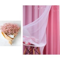 ASUPERMALL 100*250Cm Rideaux Occultants En Forme D'étoile Creux Double Couche Tissu Fil Combinaison Isolation Thermique Rideaux Assombrissants, Rose - Rose -Rideau et tringle Soldes 2024 16905517 5
