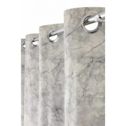 RIDEAUDISCOUNT Rideau Tamisant 135 X 260 Cm à Oeillets Imprimé Effet Marbre Gris - Gris