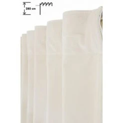 RIDEAUDISCOUNT Rideau Grande Hauteur Tamisant 135 X 280 Cm à Pattes Cachées Velours Lisse Uni Ecru - Ecru