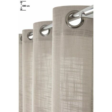 RIDEAUDISCOUNT Rideau Tamisant 140 X 280 Cm à Oeillets Grande Hauteur Effet Lin Tramé Uni Argile - Naturel 1 RIDEAUDISCOUNT Rideau Tamisant 140 X 280 Cm à Oeillets Grande Hauteur Effet Lin Tramé Uni Argile - Naturel