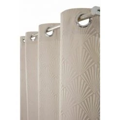 RIDEAUDISCOUNT Rideau Tamisant 140 X 260 Cm à Oeillets Jacquard Motif Ecailles Taupe - Naturel