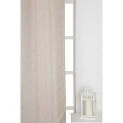 RIDEAUDISCOUNT Rideau Tamisant 140 X 260 Cm à Oeillets Jacquard Motif Ecailles Taupe - Naturel -Rideau et tringle Soldes 2024 17921279 3
