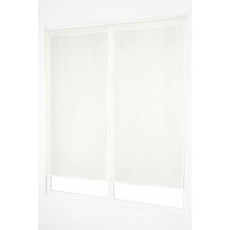 RIDEAUDISCOUNT Paire De Vitrages 45 X 90 Cm Passe Tringle Effet Coton Uni Ecru - Ecru 2 RIDEAUDISCOUNT Paire De Vitrages 45 X 90 Cm Passe Tringle Effet Coton Uni Ecru - Ecru – Image 2