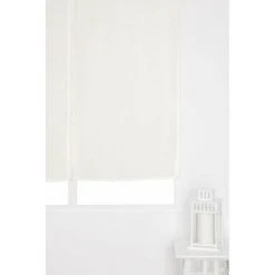 RIDEAUDISCOUNT Paire De Vitrages 60 X 120 Cm Passe Tringle Effet Coton Uni Ecru - Ecru -Rideau et tringle Soldes 2024 18322216 3