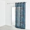 HOMEMAISON Voilage étamine Imprimé Motif Végétal 130x240 Cm Bleu 130 X 240cm - Bleu