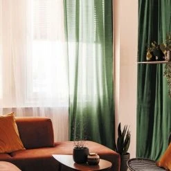 THEDECOFACTORY COTONNADE - <p>Voilage à œillets 100% Coton Vert Foncé 105x250 - Vert