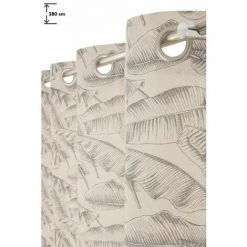 RIDEAUDISCOUNT Rideau Tamisant 135 X 280 Cm à Oeillets Grande Hauteur Imprimé Feuilles Naturel - Naturel