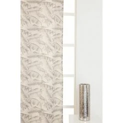 RIDEAUDISCOUNT Rideau Tamisant 135 X 280 Cm à Oeillets Grande Hauteur Imprimé Feuilles Naturel - Naturel -Rideau et tringle Soldes 2024 19792044 3