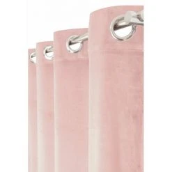 RIDEAUDISCOUNT Rideau Tamisant 135 X 240 Cm à Oeillets Velours Lisse Uni Rose - Rose