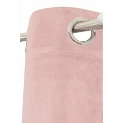 RIDEAUDISCOUNT Rideau Tamisant 135 X 240 Cm à Oeillets Velours Lisse Uni Rose - Rose -Rideau et tringle Soldes 2024 19924938 4