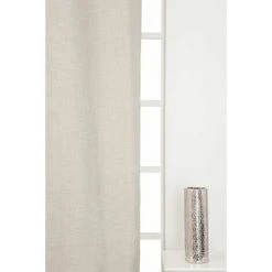 RIDEAUDISCOUNT Rideau Tamisant 140 X 280 Cm à Oeillets Grande Hauteur Effet Lin Tramé Uni Beige - Naturel -Rideau et tringle Soldes 2024 22784312 3