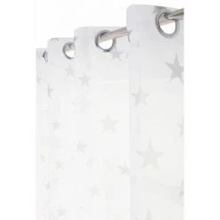 RIDEAUDISCOUNT Voilage 140 X 240 Cm à Oeillets Effet Coton Imprimé Etoiles Gris - Gris