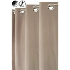 RIDEAUDISCOUNT Rideau Thermique 140 X 240 Cm à Oeillets Uni Taupe - Brun