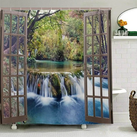 ZEBRAA Rideau De Douche Nature Paysage Imperméable 180x180 Cm 1 ZEBRAA Rideau De Douche Nature Paysage Imperméable 180x180 Cm