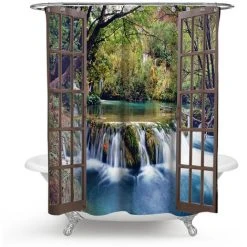 ZEBRAA Rideau De Douche Nature Paysage Imperméable 180x180 Cm 6 ZEBRAA Rideau De Douche Nature Paysage Imperméable 180x180 Cm -Rideau et tringle Soldes 2024 23951777 3