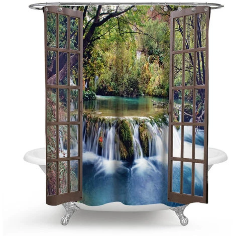 ZEBRAA Rideau De Douche Nature Paysage Imperméable 180x180 Cm 3 ZEBRAA Rideau De Douche Nature Paysage Imperméable 180x180 Cm – Image 3