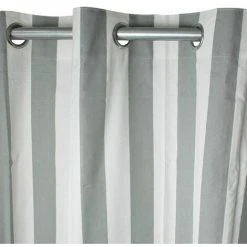 THEDECOFACTORY CÔTE OUEST - Rideau En Coton à Oeillets à Rayures Gris Et écru 150x250 - Gris