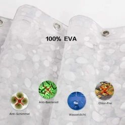 BARES Rideau De Douche , Anti-moisissure, étanche à La Baignoire, 100% EVA, 183 X 200 Cm Incl. 12 Anneaux De Rideau De Douche -Rideau et tringle Soldes 2024 24068471 3