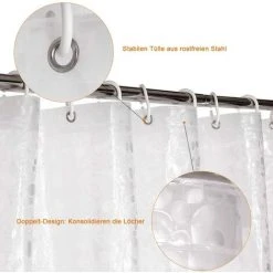 BARES Rideau De Douche , Anti-moisissure, étanche à La Baignoire, 100% EVA, 183 X 200 Cm Incl. 12 Anneaux De Rideau De Douche -Rideau et tringle Soldes 2024 24068471 5