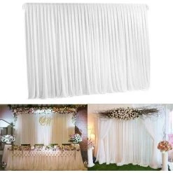 UNHO Toile De Fond Mariage 2x2m Rideau Blanc Mariage Champêtre En Soie Décoration Romantique Pour De Réception, Mariage, Anniversaire