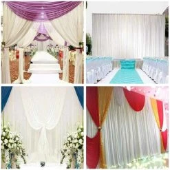 UNHO Toile De Fond Mariage 2x2m Rideau Blanc Mariage Champêtre En Soie Décoration Romantique Pour De Réception, Mariage, Anniversaire -Rideau et tringle Soldes 2024 24075335 3
