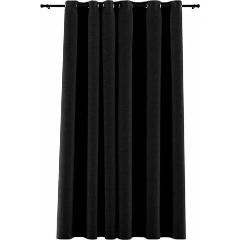 Rideau Occultant Aspect De Lin à œillets Anthracite 290x245 Cm VidaXL 2 Rideau Occultant Aspect De Lin à œillets Anthracite 290x245 Cm VidaXL – Image 2