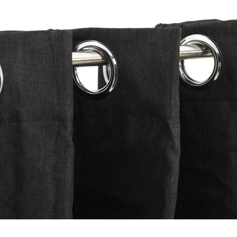 Rideau Occultant Aspect De Lin à œillets Anthracite 290x245 Cm VidaXL 3 Rideau Occultant Aspect De Lin à œillets Anthracite 290x245 Cm VidaXL – Image 3