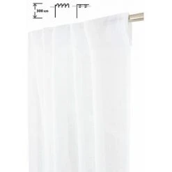 RIDEAUDISCOUNT Rideau Tamisant 135 X 300 Cm à Galon Fronceur Et Pattes Cachées Grande Hauteur Effet Lin Uni Blanc - Blanc