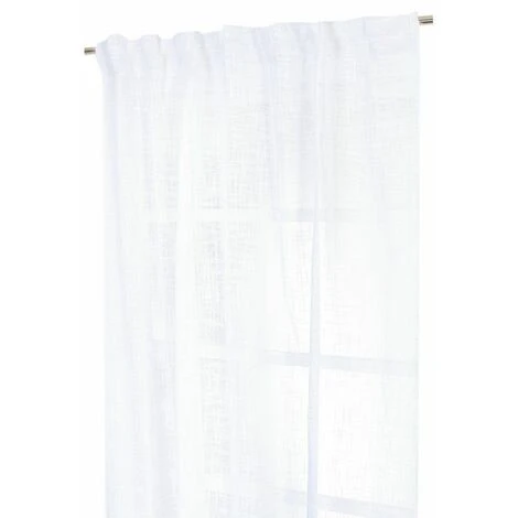 RIDEAUDISCOUNT Rideau Tamisant 135 X 300 Cm à Galon Fronceur Et Pattes Cachées Grande Hauteur Effet Lin Uni Blanc - Blanc 2 RIDEAUDISCOUNT Rideau Tamisant 135 X 300 Cm à Galon Fronceur Et Pattes Cachées Grande Hauteur Effet Lin Uni Blanc - Blanc – Image 2