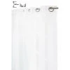 RIDEAUDISCOUNT Voilage 280 X 300 Cm Quatorze Oeillets Grande Largeur Grande Hauteur Effet Naturel Fines Rayures Relief Blanc - Blanc