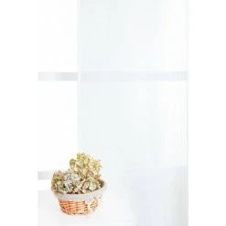 RIDEAUDISCOUNT Voilage 280 X 300 Cm Quatorze Oeillets Grande Largeur Grande Hauteur Effet Naturel Fines Rayures Relief Blanc - Blanc -Rideau et tringle Soldes 2024 25960150 3