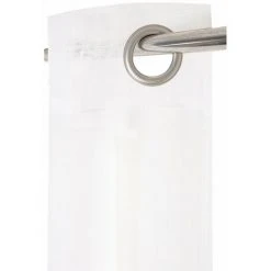 RIDEAUDISCOUNT Voilage 280 X 300 Cm Quatorze Oeillets Grande Largeur Grande Hauteur Effet Naturel Fines Rayures Relief Blanc - Blanc -Rideau et tringle Soldes 2024 25960150 4