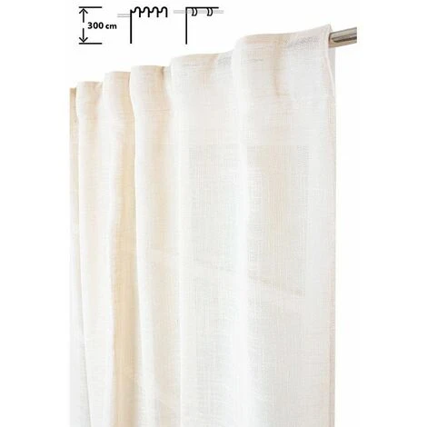 RIDEAUDISCOUNT Rideau Tamisant 135 X 300 Cm à Galon Fronceur Et Pattes Cachées Grande Hauteur Effet Lin Uni Ecru - Ecru 1 RIDEAUDISCOUNT Rideau Tamisant 135 X 300 Cm à Galon Fronceur Et Pattes Cachées Grande Hauteur Effet Lin Uni Ecru - Ecru