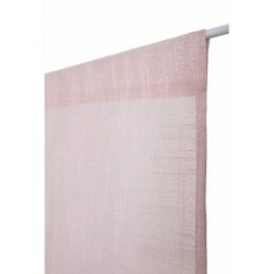 RIDEAUDISCOUNT Vitrage 45 X 150 Cm Passe Tringle Effet Lin Uni Rose Clair - Rose