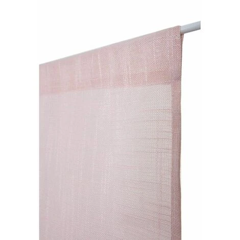 RIDEAUDISCOUNT Vitrage 45 X 150 Cm Passe Tringle Effet Lin Uni Rose Clair - Rose 1 RIDEAUDISCOUNT Vitrage 45 X 150 Cm Passe Tringle Effet Lin Uni Rose Clair - Rose