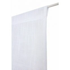 RIDEAUDISCOUNT Vitrage 60 X 150 Cm Passe Tringle Effet Lin Uni Blanc - Blanc