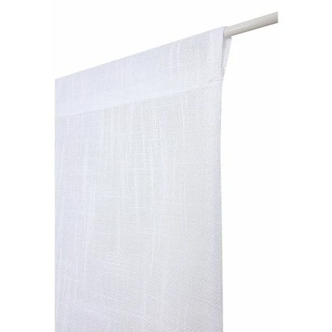 RIDEAUDISCOUNT Vitrage 60 X 150 Cm Passe Tringle Effet Lin Uni Blanc - Blanc 1 RIDEAUDISCOUNT Vitrage 60 X 150 Cm Passe Tringle Effet Lin Uni Blanc - Blanc