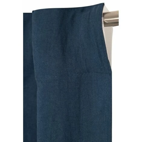 RIDEAUDISCOUNT Rideau Tamisant 140 X 290 Cm à Galon Fronceur Pattes Cachées Grande Hauteur Effet Coton Uni Bleu Marine - Bleu 4 RIDEAUDISCOUNT Rideau Tamisant 140 X 290 Cm à Galon Fronceur Pattes Cachées Grande Hauteur Effet Coton Uni Bleu Marine - Bleu – Image 4
