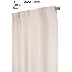 RIDEAUDISCOUNT Rideau Tamisant 140 X 300 Cm à Galon Fronceur Pattes Cachées Grande Hauteur Effet Coton Uni Ecru - Ecru